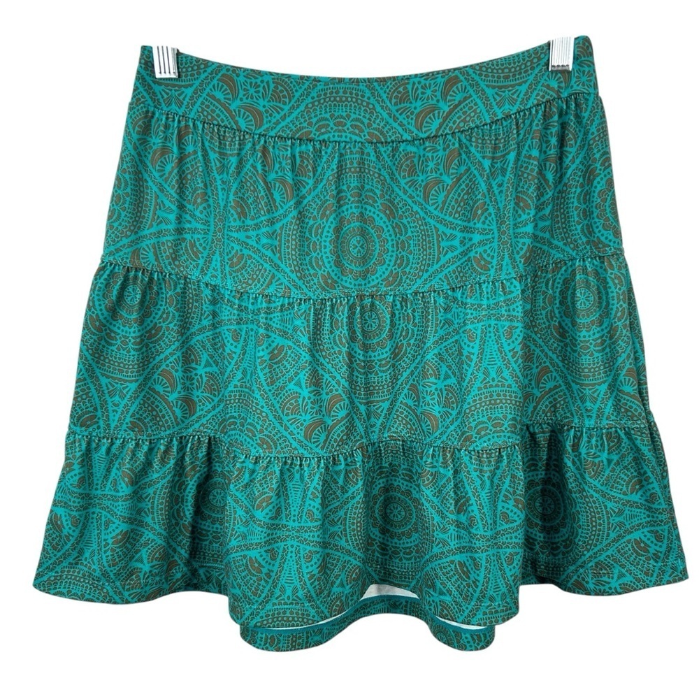 Prana kate skirt pull on A-Line circle skater flared Green & Brown size Small